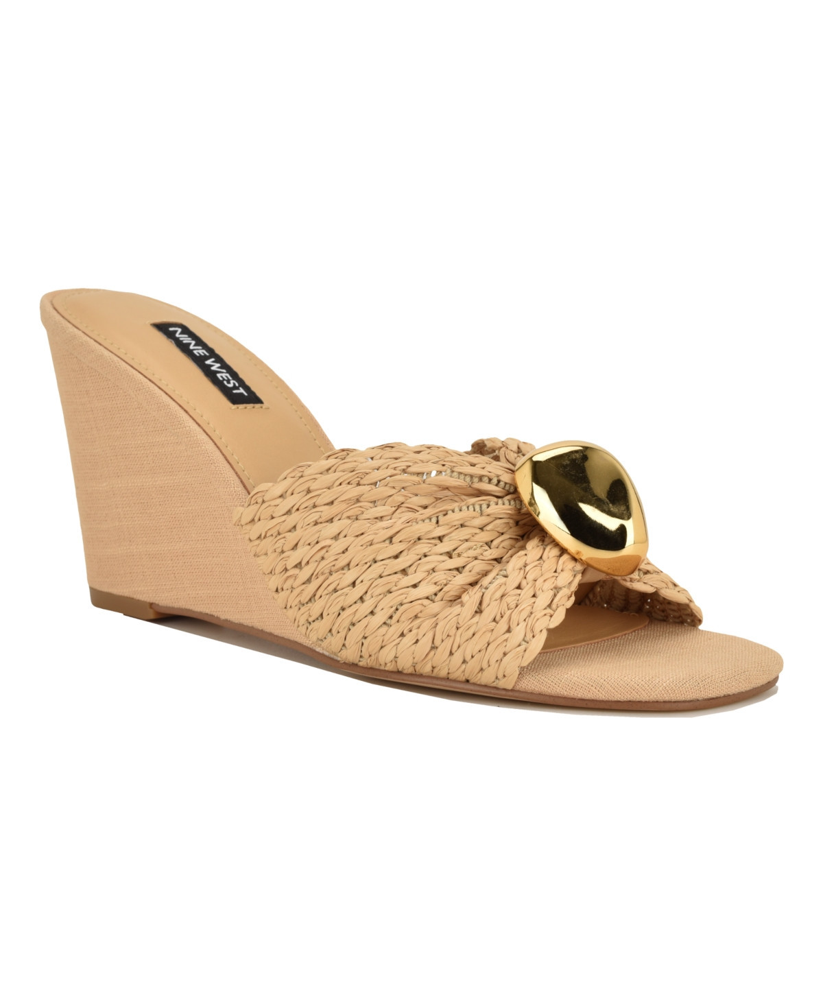 Nine West Women's Nessla Woven Slip-On Wedge Sandals - Natural | Macy's
