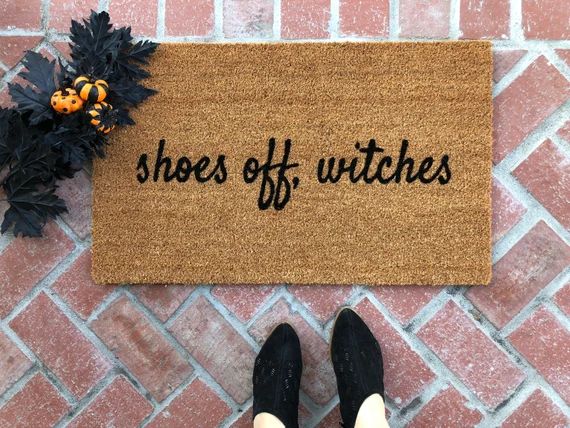 Halloween Doormat / Fall Door Mat / shoes off witches / Thanksgiving Doormat / Fall Decor / Front... | Etsy (US)