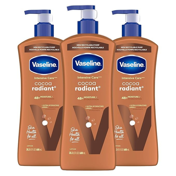 Vaseline Intensive Care Body Lotion Cocoa Radiant 3 count for Dry Skin Lotion Made with Ultra-Hyd... | Amazon (US)