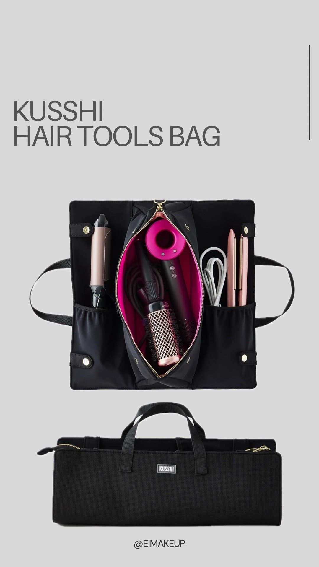 The Kusshi Hair Tools Bag is a game-changer for keeping all your styling essentials organized and travel-ready. Designed with heat-resistant lining, it safely stores hot tools like curling irons, flat irons, and blow dryers without worrying about damage or mess. The structured shape keeps everything neatly in place, while multiple compartments and pockets make it easy to separate cords, brushes, and accessories so nothing gets tangled. Its sleek, elevated design feels both functional and stylish, making it perfect for everyday storage at home or packing for trips. Durable, easy to clean, and thoughtfully designed, the Kusshi Hair Tools Bag is ideal for anyone who wants a polished, clutter-free hair routine.



#LTKgrwm #LTKselfcare #LTKBeauty
