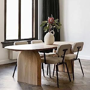 BAYCHEER Modern Solid Wood Top Oval Dinette Table Wood Base Dining Table for Living Room - Natura... | Amazon (US)