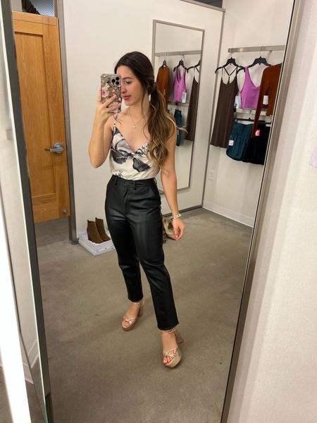 Nsale fall outfit: Shutz heels, satin cami, and blanknyc faux leather pants straight leg pants. How chic is this?! Also linking some Nordstrom Anniversary Sale top picks. Xoxo #LTKworkwear #datenight 

#LTKsalealert #LTKxNSale #LTKshoecrush