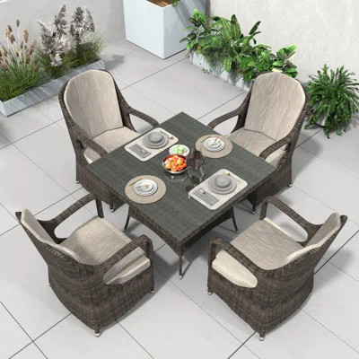 Algird Square 4 - Person Dining Set with Cushions | Wayfair North America