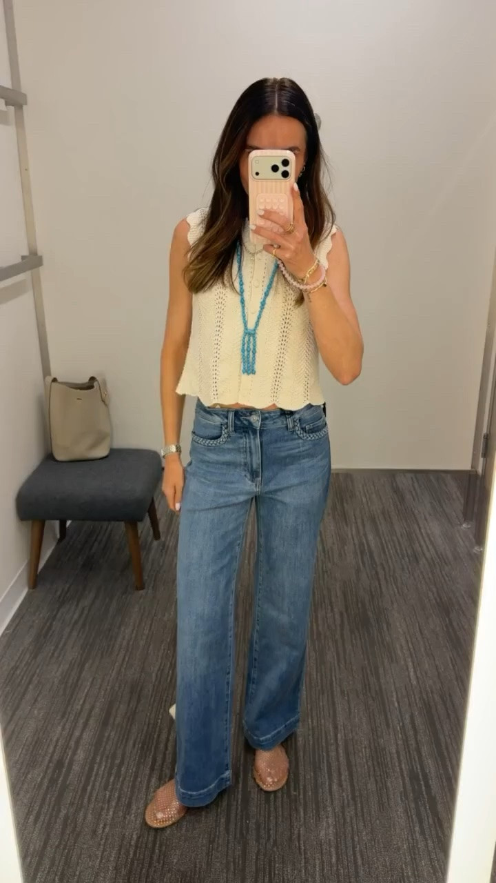 These jeans are such a fun update to your everyday denim. The braided pocket detail gives them a designer feel, while the relaxed straight leg fit makes them easy to wear with everything from tanks to lightweight sweaters. I paired them with a knit top and a pop of turquoise for an effortless summer look that feels a little more special.

Braided detail jeans, Straight leg jeans, Summer denim outfit, Casual chic style, Knit tank outfit, Everyday fashion, Elevated denim, Designer inspired style, Summer wardrobe staples, Neutral outfit ideas, Boutique fashion finds, annabrstyle

#LTKootd #LTKSeasonal #LTKOver40