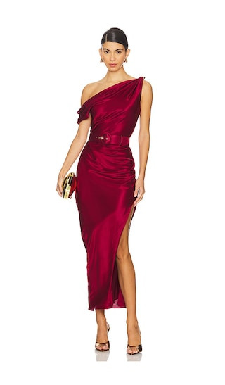Halle Off The Shoulder Dress in Bordeaux | Revolve Clothing (Global)