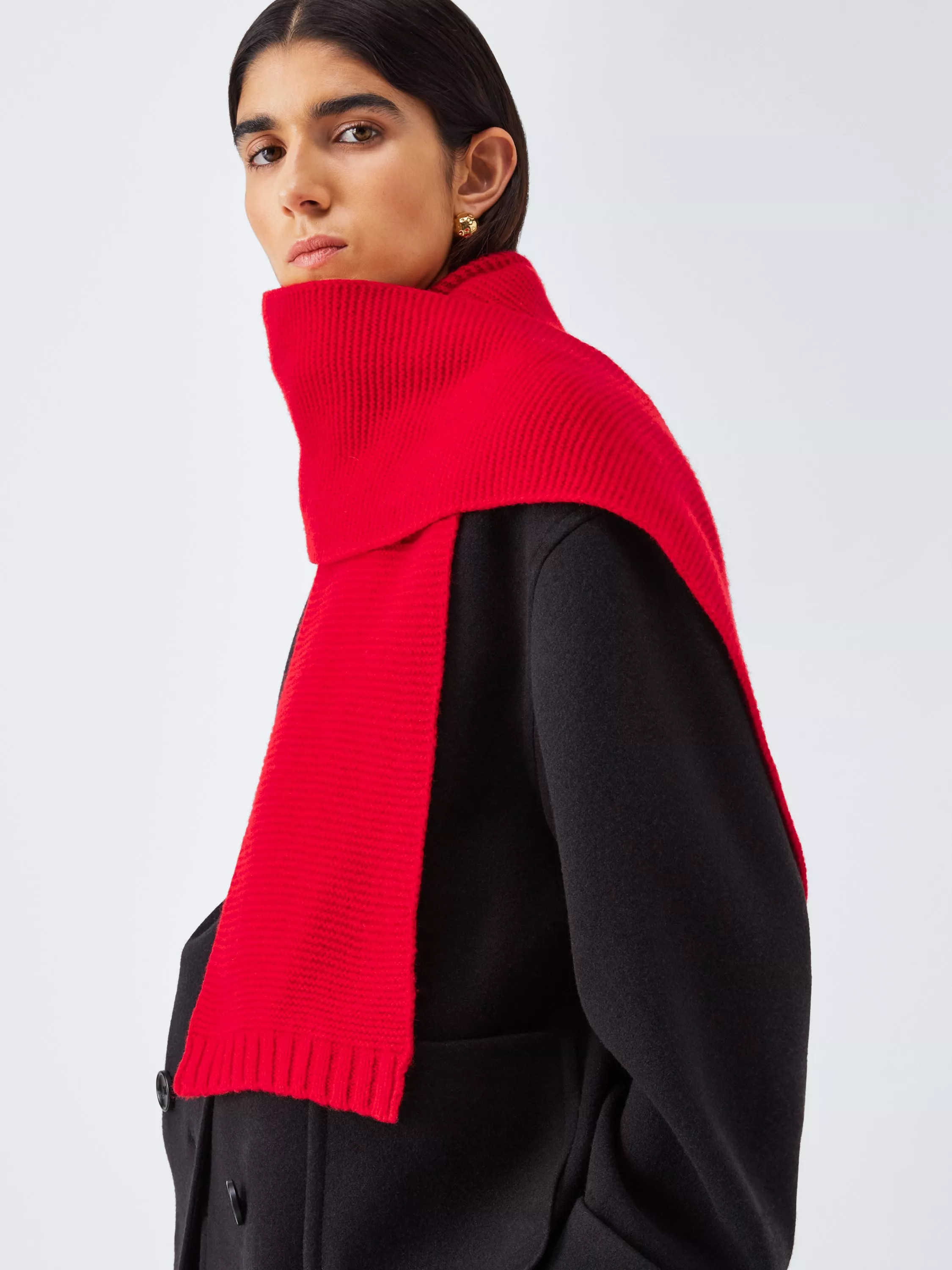 John Lewis Wool Blend Purl Stitch Scarf, Red | John Lewis (UK)