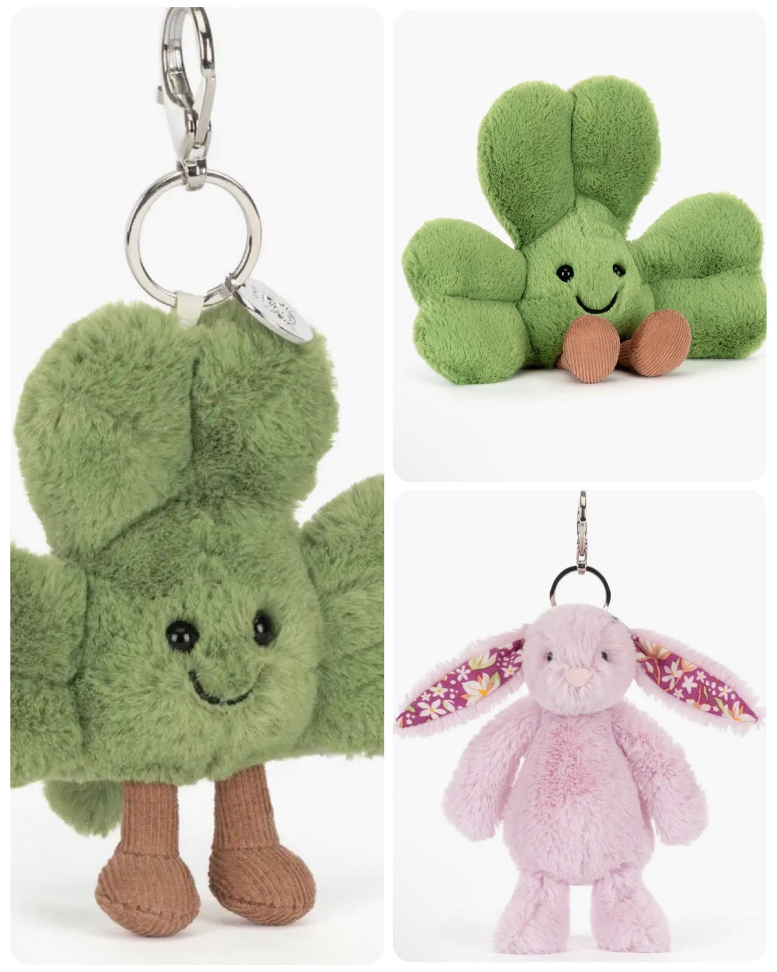 New Jellycat arrivals just dropped and they are CUTE cute 🐰☘️

The shamrock plush + matching shamrock bag charm are perfect for a little St. Patrick’s Day surprise… and how sweet is the pink bunny charm for spring?!

These bag charms are such a fun little add-on for backpacks, lunchboxes, or even mom’s tote. And the classic bunnies are always a yes for Easter baskets.

Jellycat season is officially here 🌷✨

#LTKBaby #LTKSeasonal #LTKKids