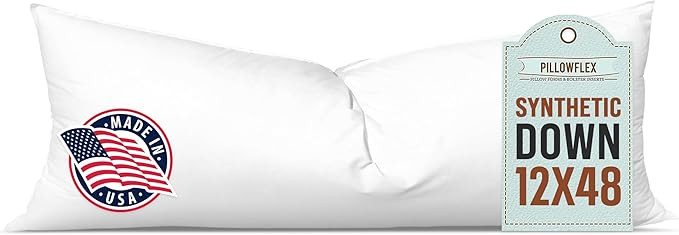 Pillowflex Synthetic Down Pillow Insert - 12x48 Down Alternative Pillow, Ultra Soft, Large Rectan... | Amazon (US)
