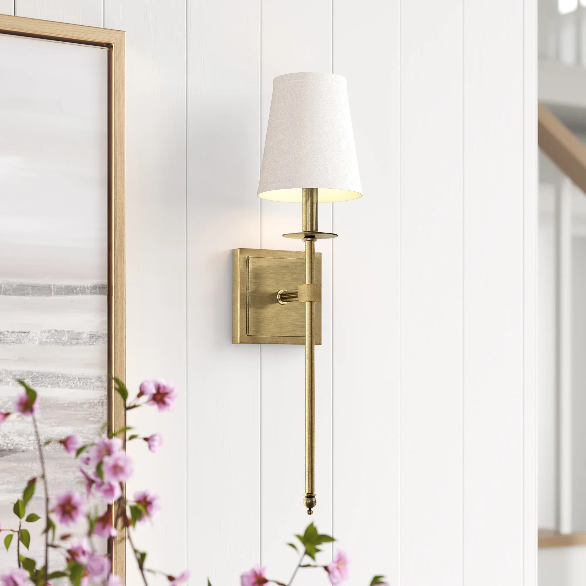Monroe 1-Light Wall Sconce in Warm Brass | Wayfair North America