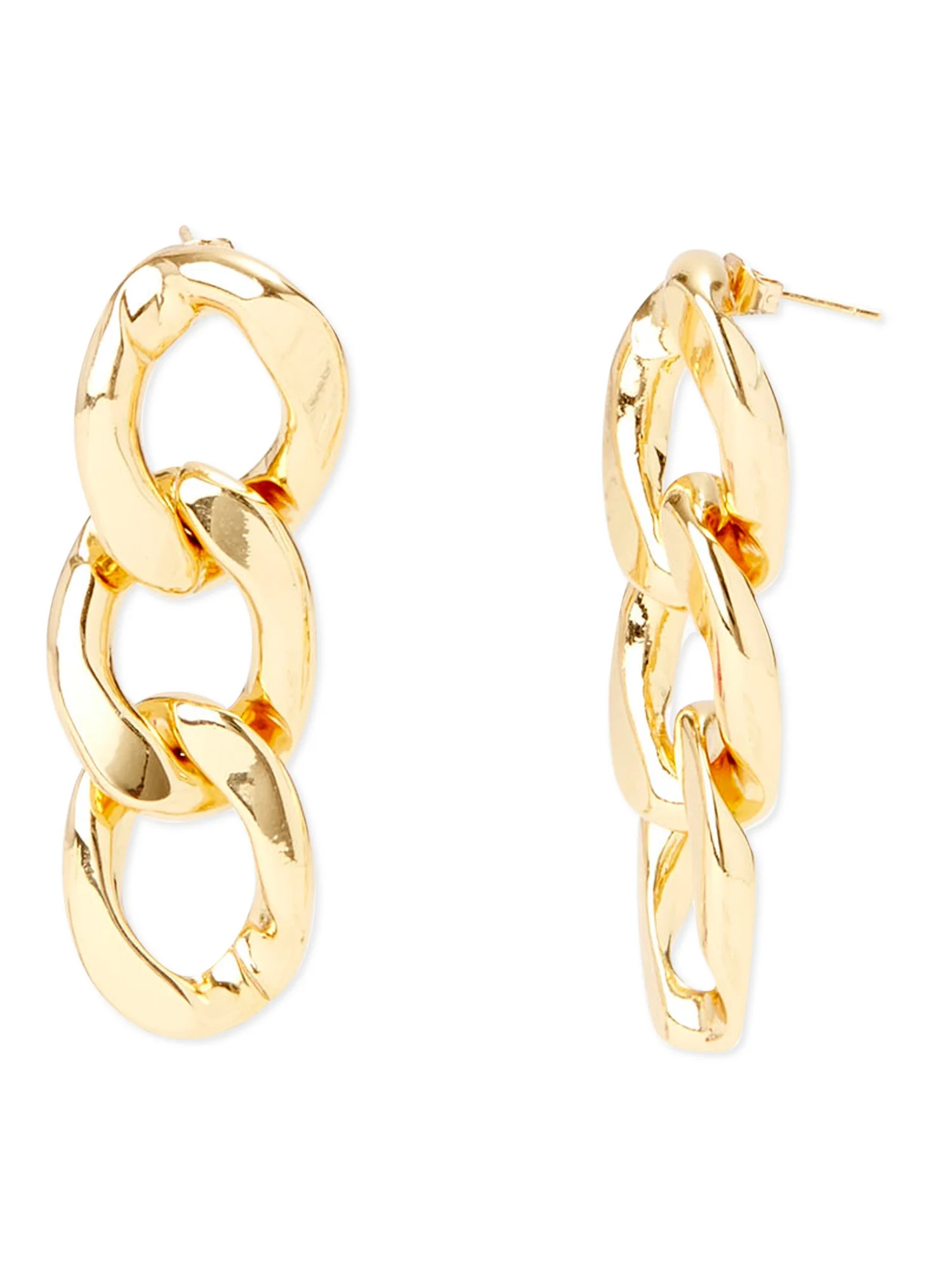 Scoop Womens 14K Gold Flash-Plated Chain-Link Dangle Earrings - Walmart.com | Walmart (US)
