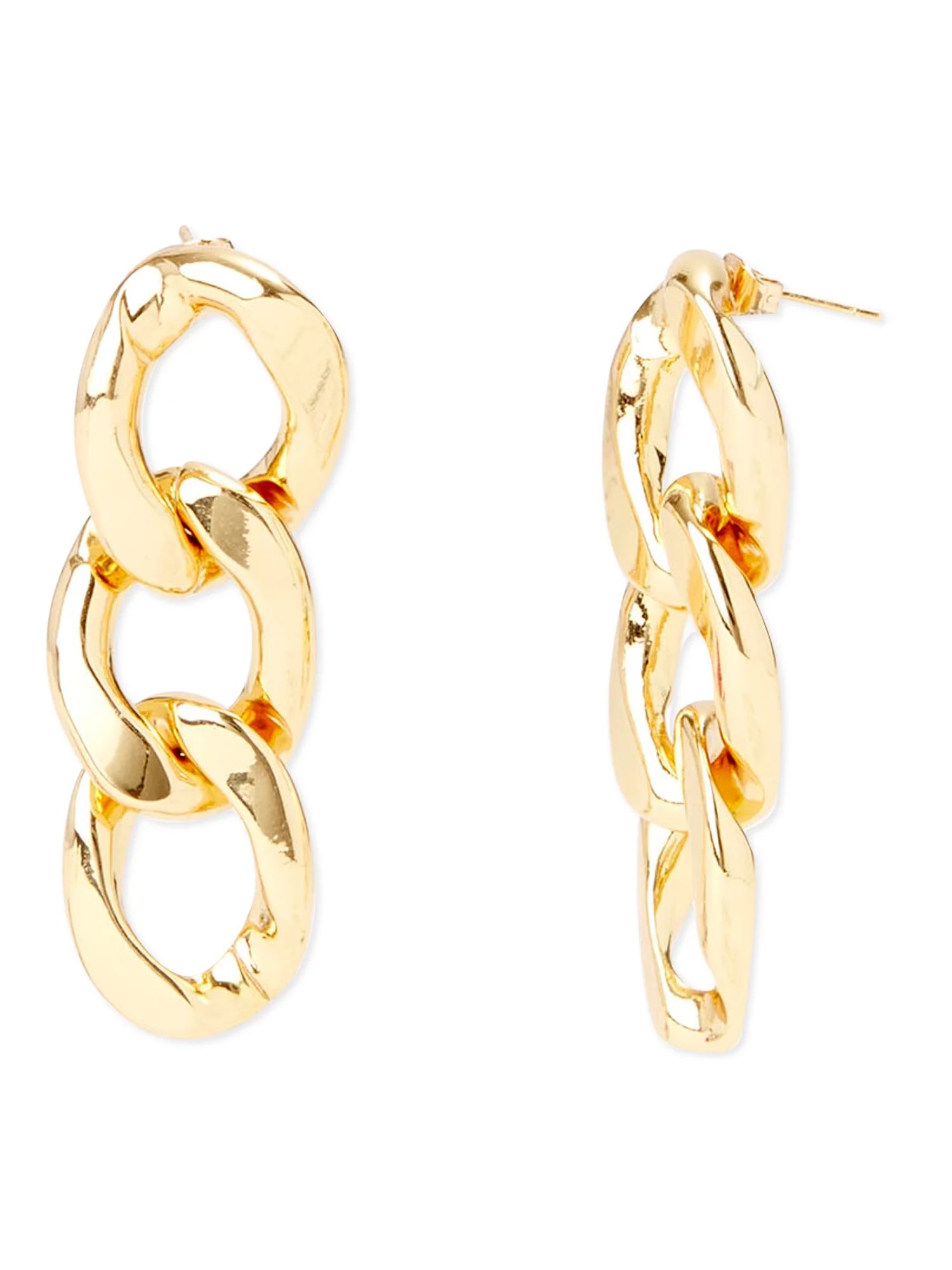 Scoop Womens 14K Gold Flash-Plated Chain-Link Dangle Earrings - Walmart.com | Walmart (US)