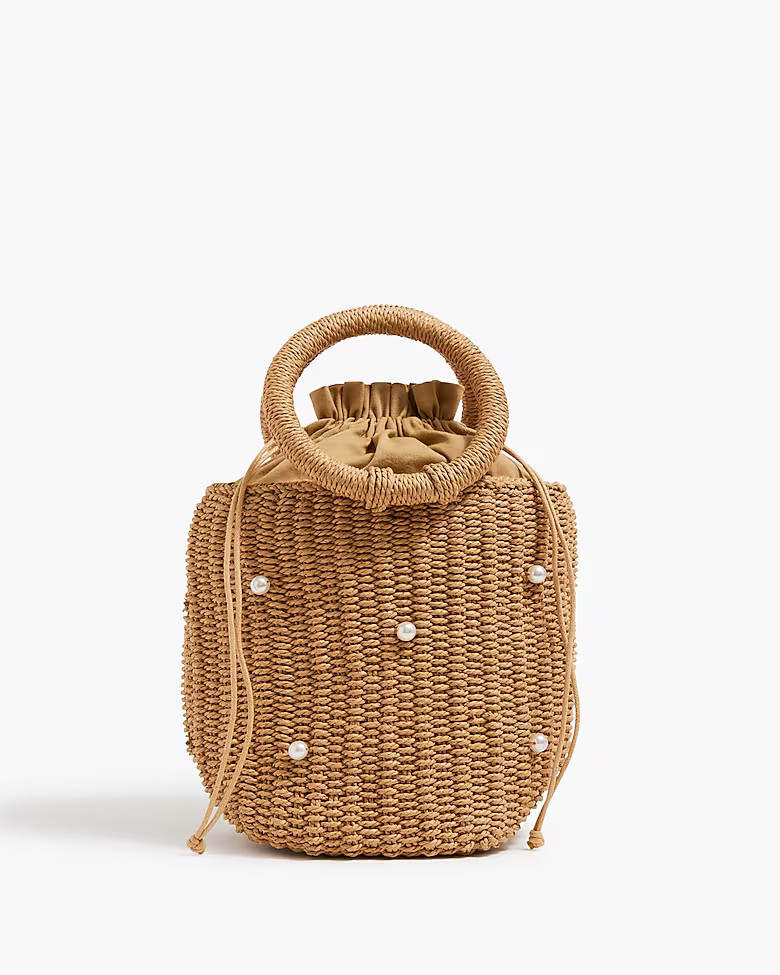 Raffia bag with pearls | J.Crew Factory