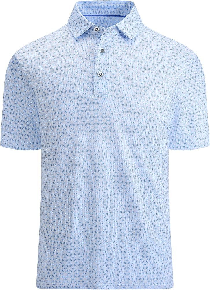 Esabel.C Golf Shirts for Men Dry Fit Performance Short Sleeve Print Moisture Wicking Collared Shi... | Amazon (US)