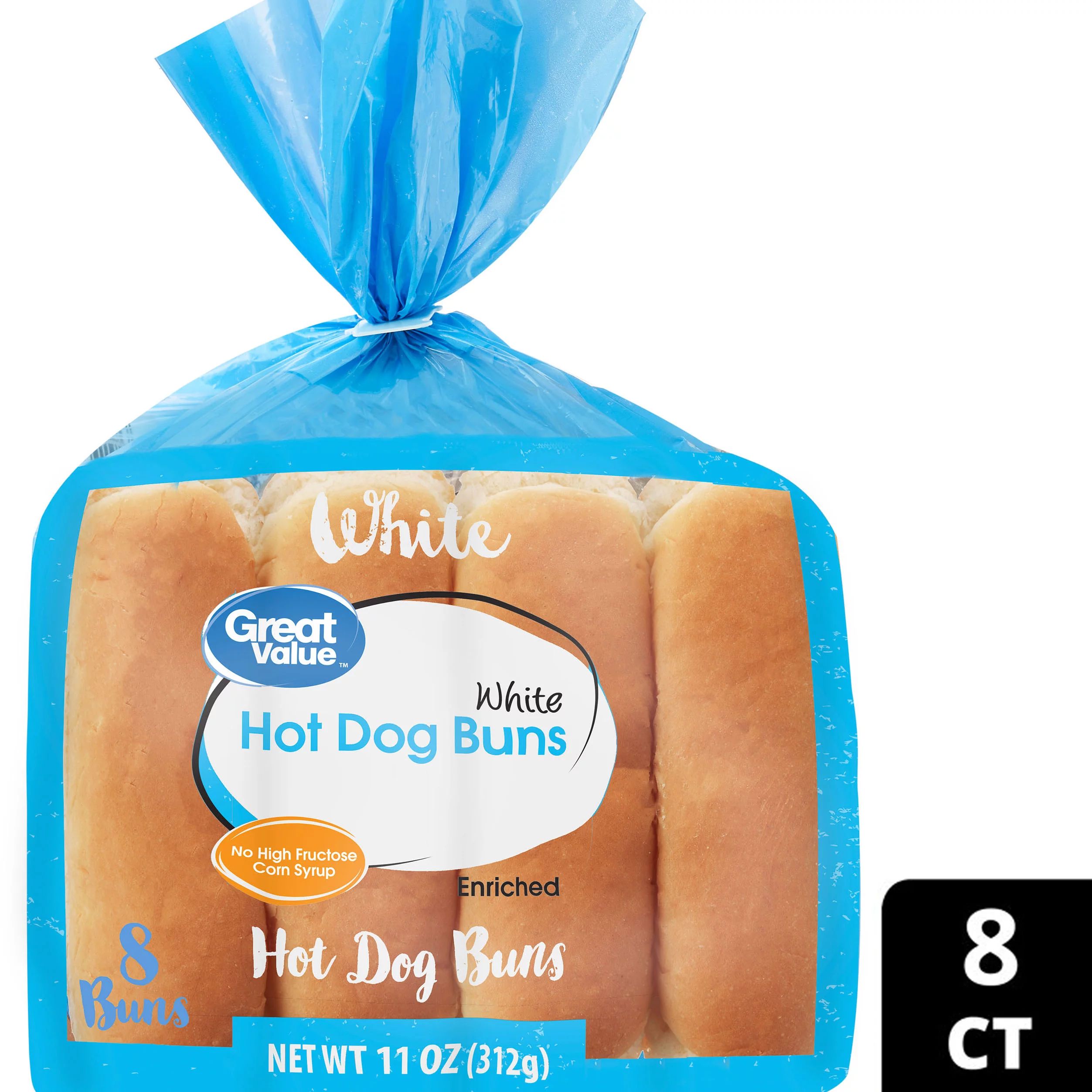 Great Value Hot Dog Buns, White, 11 oz, 8 Count - Walmart.com | Walmart (US)