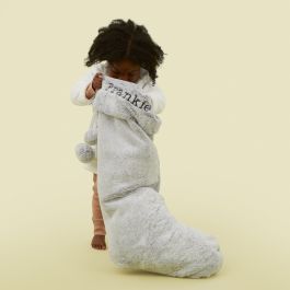 Personalised Large Grey Faux Fur Stocking | My 1st Years (Global)