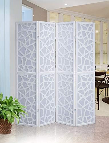 Roundhill Furniture Giyano 4 Panel Wood Frame Screen Room Divider, 70.00 x 1.00 x 70.00 Inches, W... | Amazon (US)