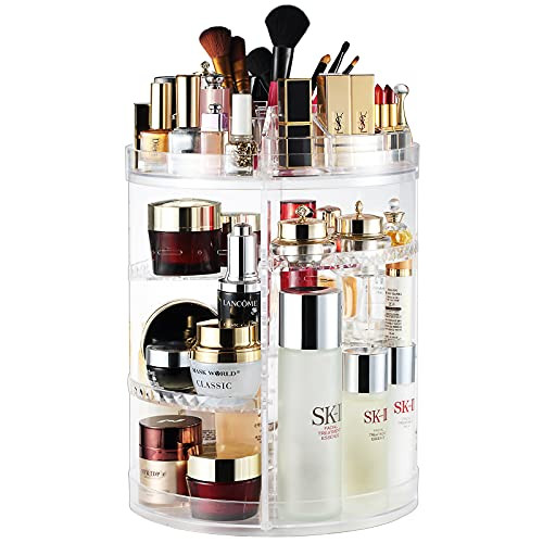 Amazon.com: Makeup Organizer, 360 Degree Rotating Adjustable Cosmetic Storage Display Case with 8... | Amazon (US)