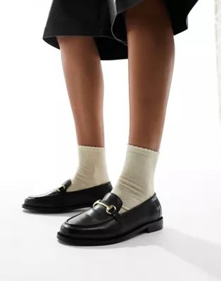 Walk London Rhea trim loafers in black leather | ASOS (Global)