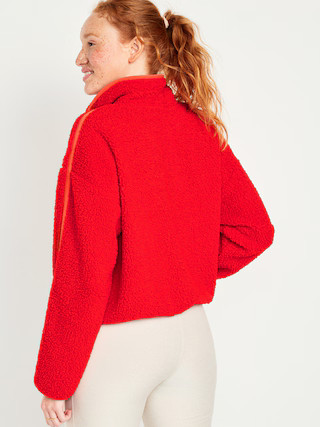 Cropped Sherpa 1/4-Zip Pullover for Women | Old Navy (US)