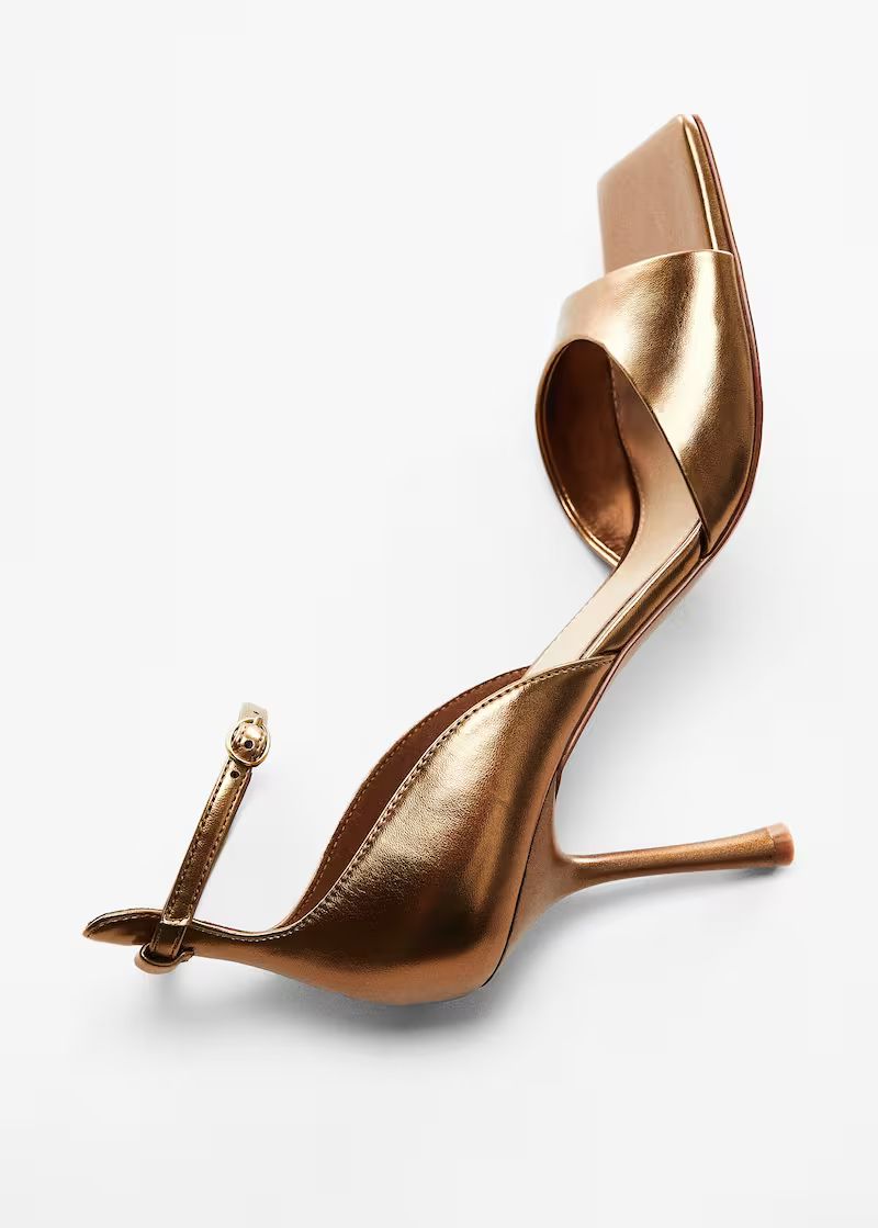 Metallic heel sandals -  Women | Mango USA | MANGO (US)