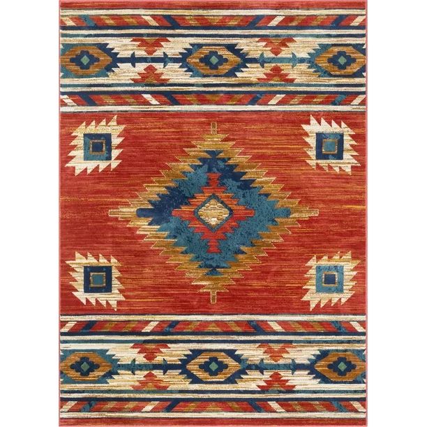 Well Woven Tulsa Lea Traditional Vintage Southwestern Tribal Crimson 5'3" x 7'3" Area Rug | Walmart (US)