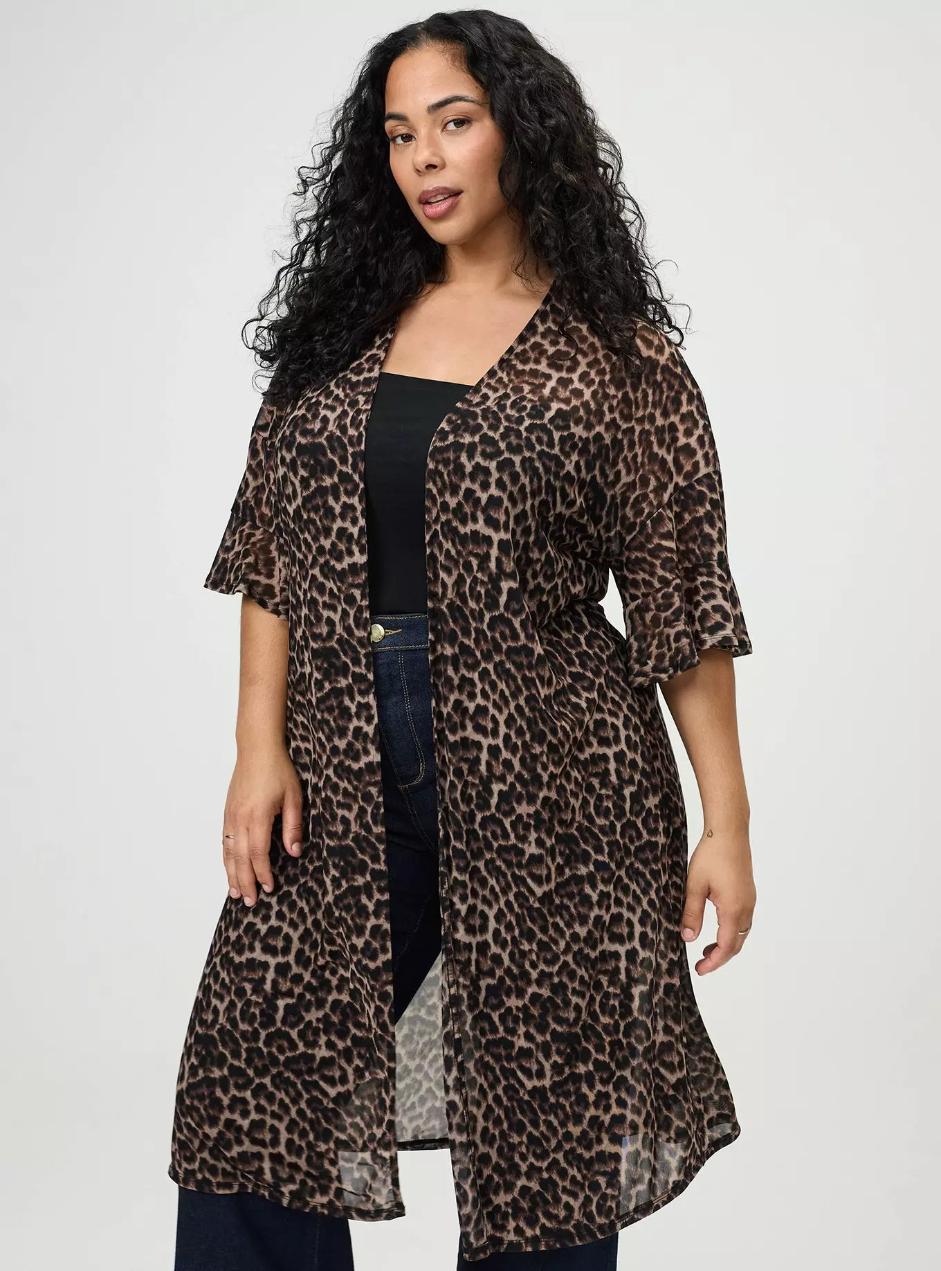 Mesh Ruffle Sleeve Kimono | Torrid (US & Canada)
