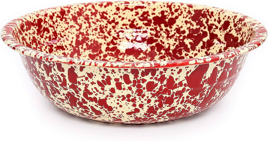 Enamelware Small Basin, 4 quart, Burgundy/Cream Splatter (Single) | Amazon (US)