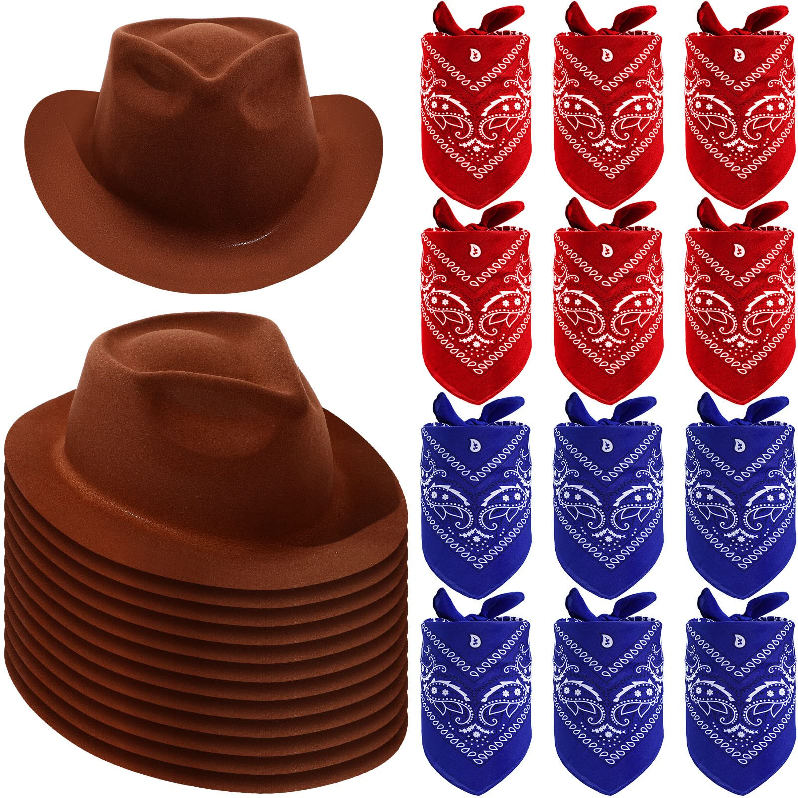 Haysandy 24 Pieces Western Cowboy Hat Set, Felt Cowboy Themed Party Hats with Paisley Bandanas fo... | Amazon (US)