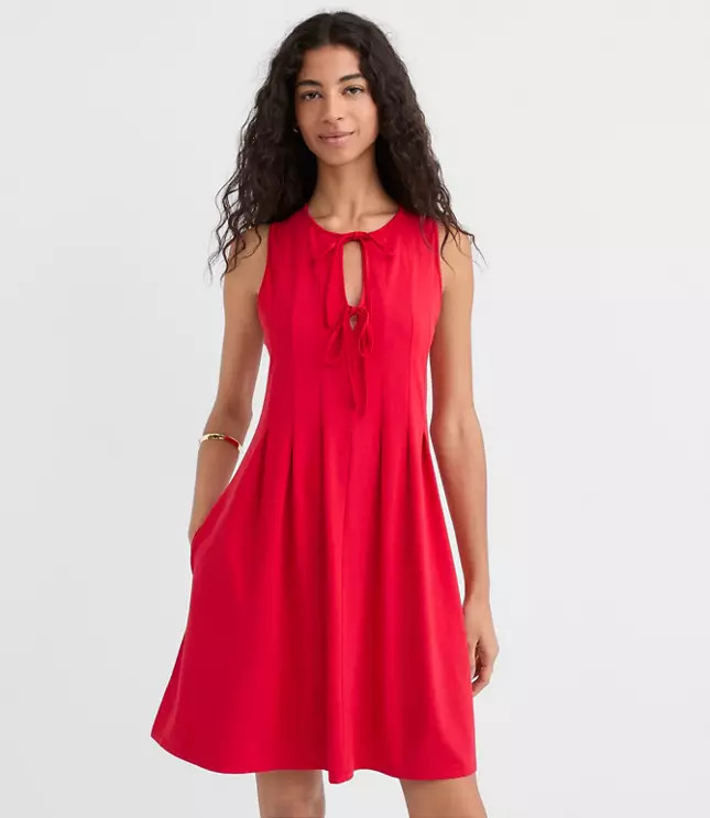 Pintucked Bow Mini Pocket Dress | LOFT