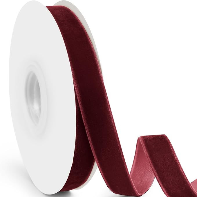 Velvet Ribbon, 5/8 Inch X 25 Yd with Spool, Burgundy Velvet Ribbon- Ideal for Crafts, Gifts, Bows... | Amazon (US)