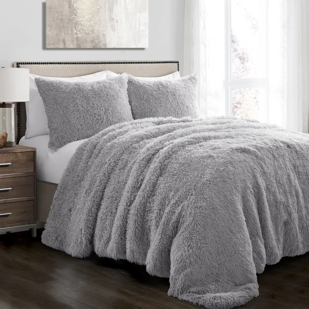 Emma Faux Fur Comforter Set | Lush Decor