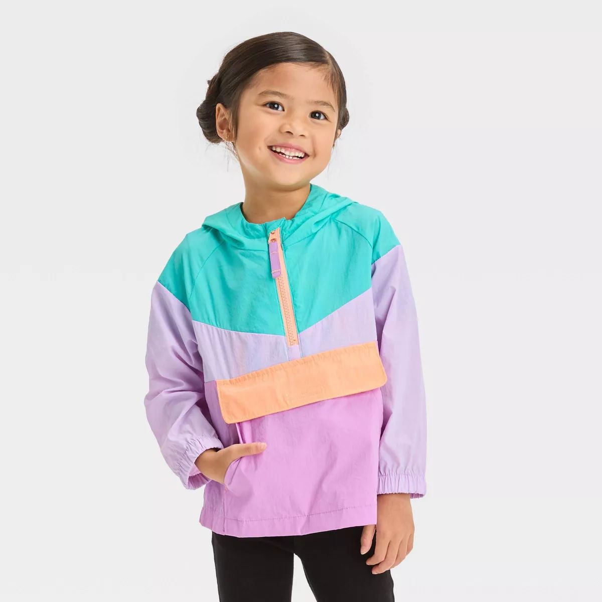 Toddler Girls' Unlined Colorblock Anorak Jacket - Cat & Jack™ Purple | Target