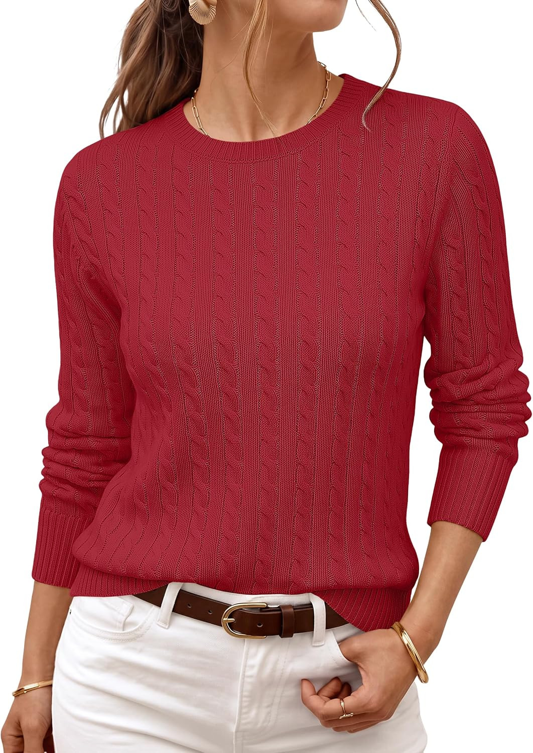 LILLUSORY Womens Lightweight Cable Knit Soft Pullover Sweater Tops | Amazon (US)