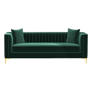 Kendrix Mid Century Modern Furniture Style Green Velvet Living Room Couch | Cymax