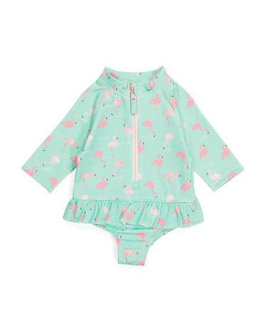 Newborn Girls Flamingo One-piece Rash Guard | TJ Maxx