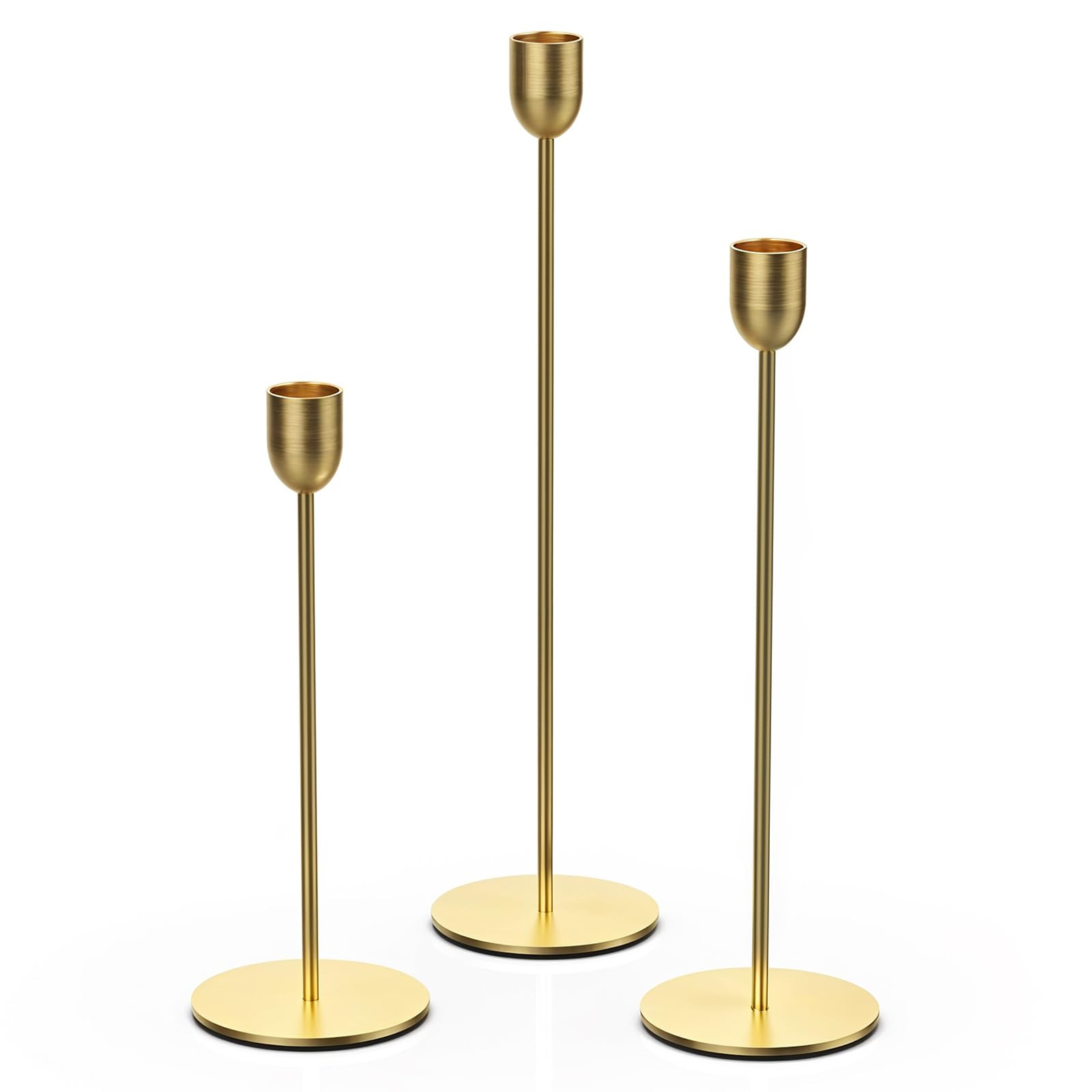 ChefBee Gold Tall Candle Candlestick Holder, 3PCS Taper Pillar Candle Sticks Stand Holders Decor,... | Amazon (US)