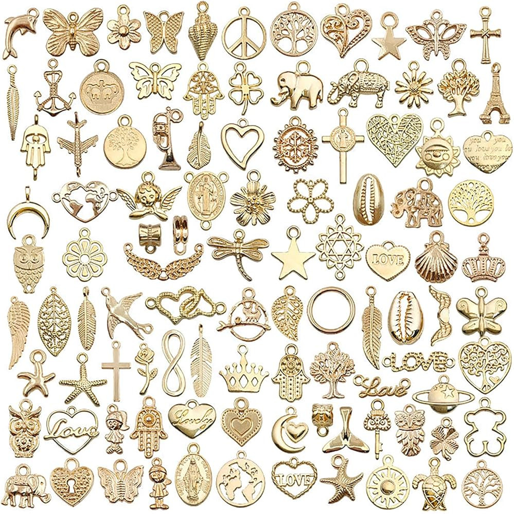 100 Pieces Jewelry Making Charms Pendants for Bracelet Bulk lot Necklace Earrings Keychain Charms... | Amazon (US)