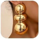 Large Gold Ball Earrings for Women Chunky Oversized Bold Golden Dangle Statement Earring Vintage ... | Amazon (US)