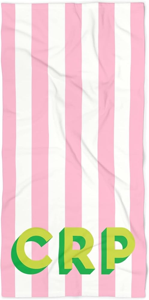 Personalized Bottom Monogram Cabana Stripe Beach Towel (Large, Peony) | Amazon (US)