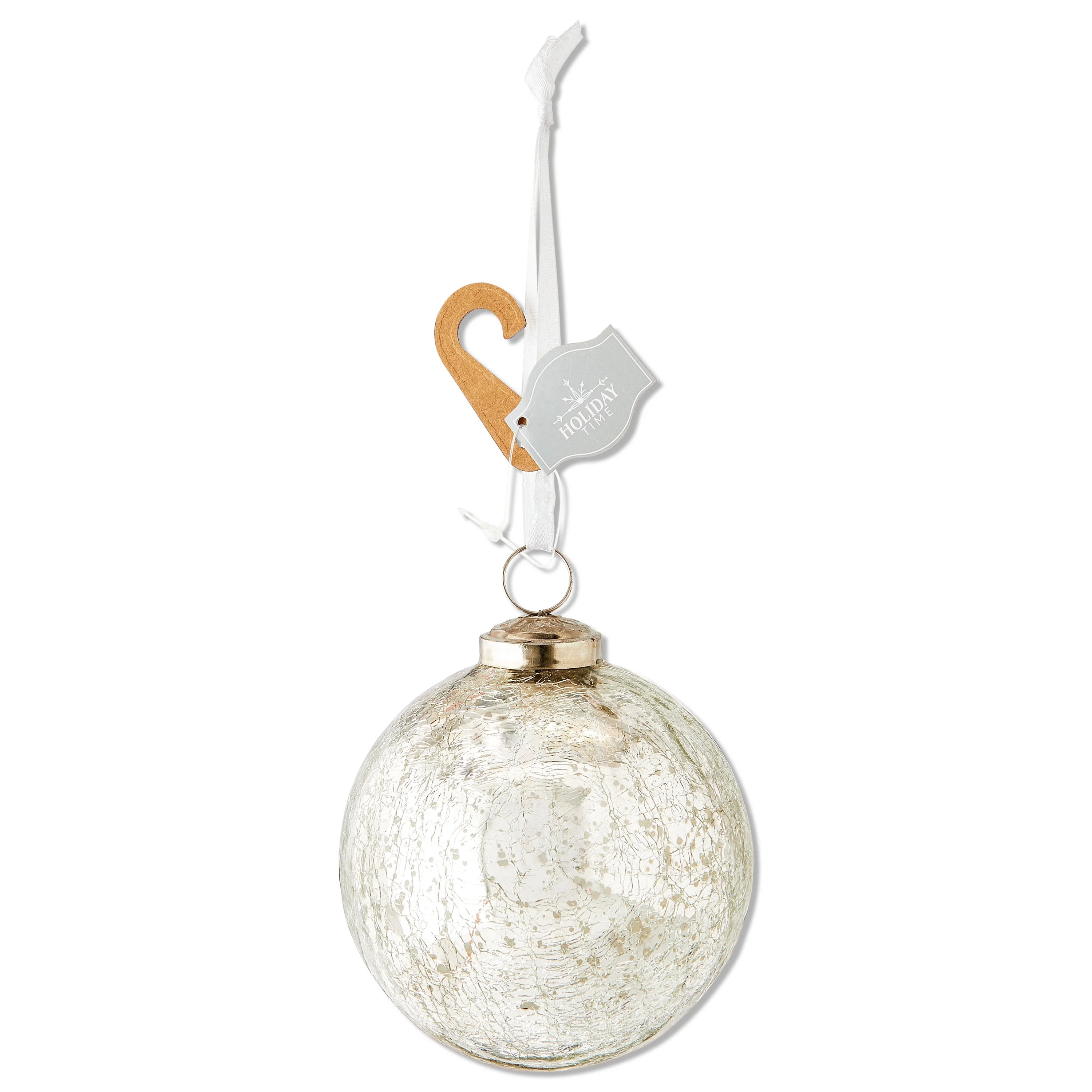 Silver Crackle Glass Ball Christmas Ornament, 4", by Holiday Time | Walmart (US)