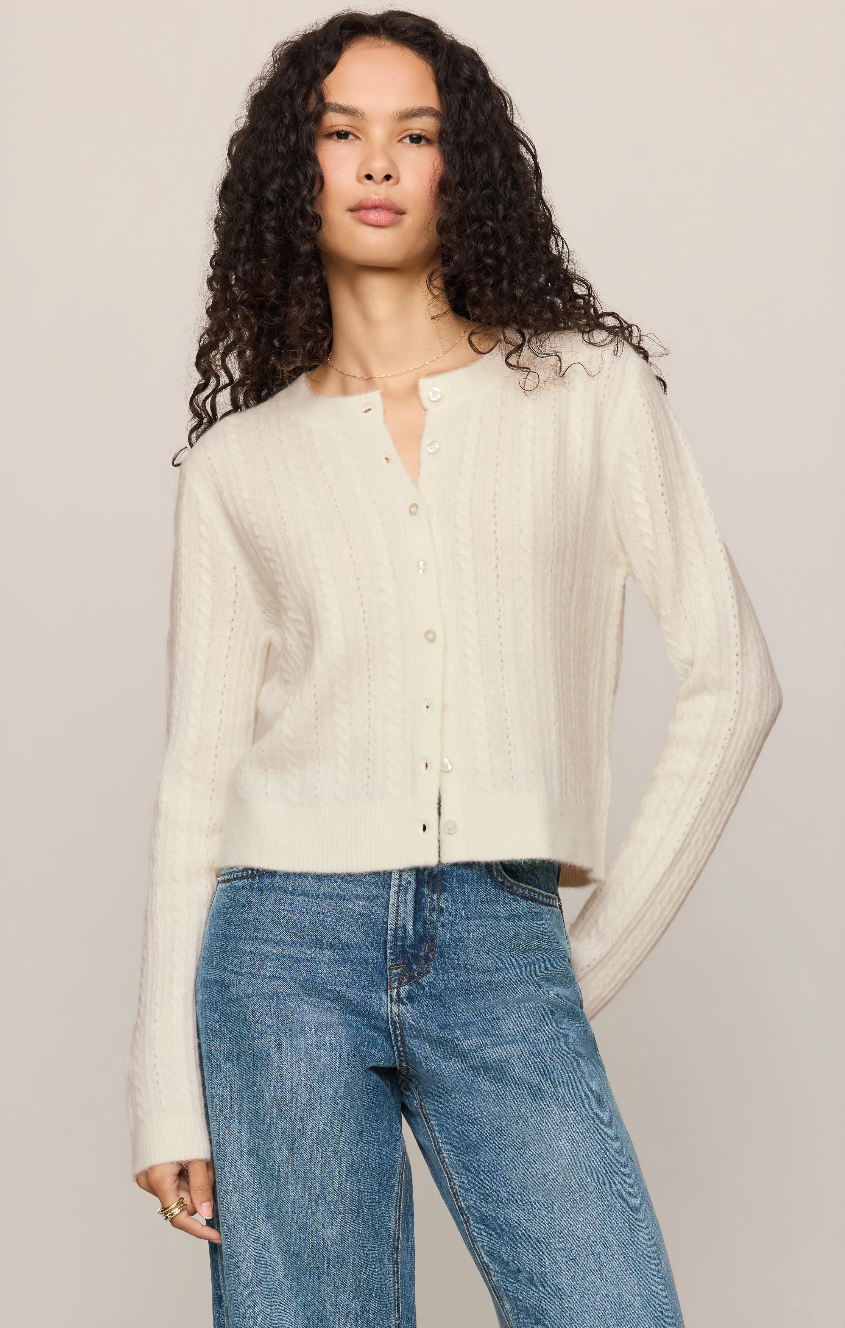 Medina Cable Cardigan Cloud / Medium | Z Supply