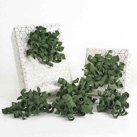 HUIHUANG Moss Green Bows for Gift Wrapping, Green Curly Ribbon Bows Self Adhesive Burst Gift Bow ... | Amazon (US)