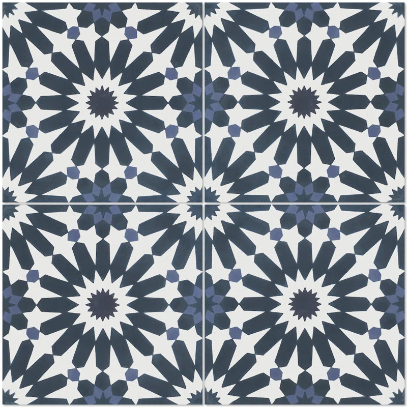 Tangier Petite Blues 8" x 8" Cement Spanish / Moroccan Floor & Wall Tile | Wayfair North America