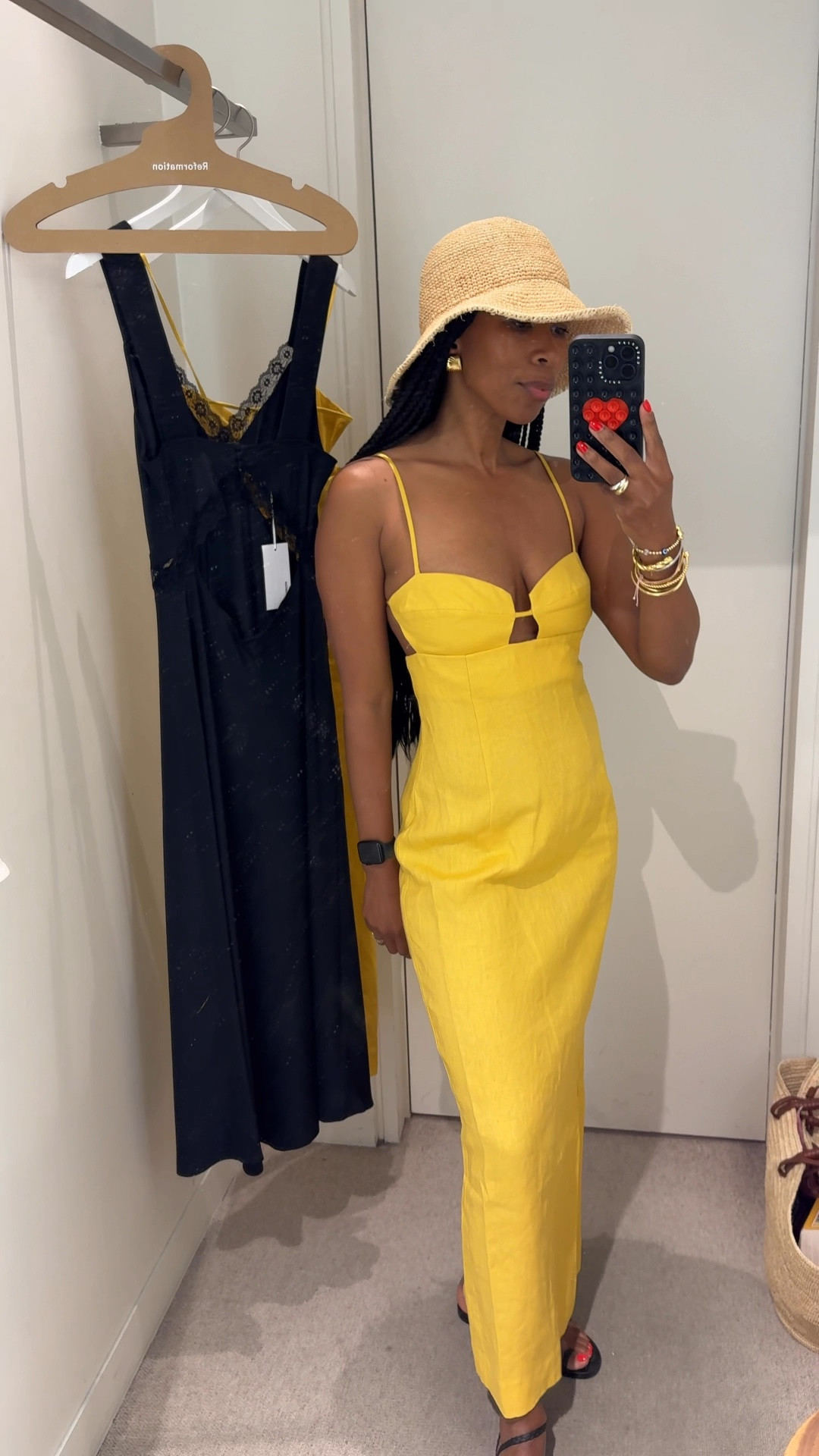 Summer dopamine dressing summer linen dress yellow maxi dress 