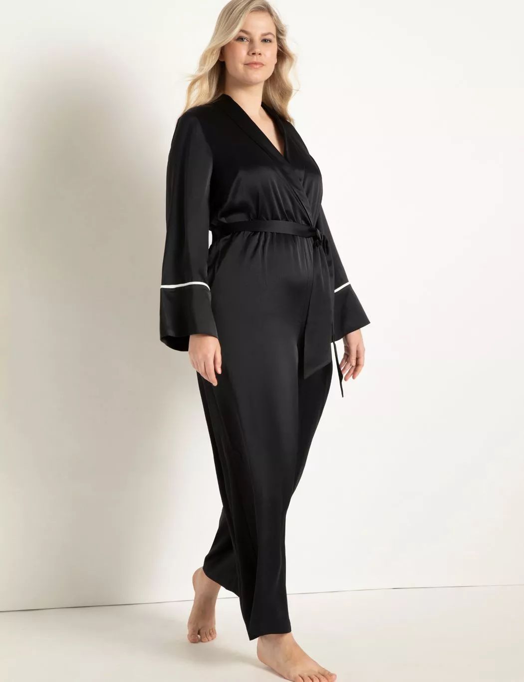 Piping Trimmed Lounge Jumpsuit | Eloquii