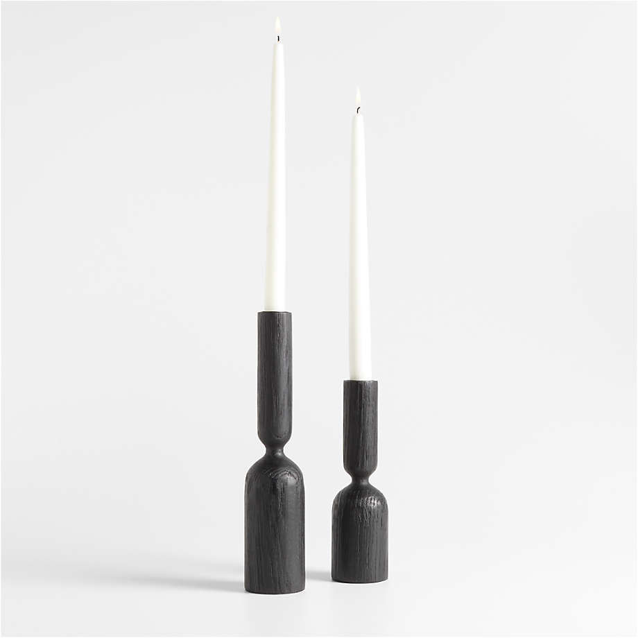 Asker Black Wood Taper Candle Holder 11" + Reviews | Crate & Barrel | Crate & Barrel