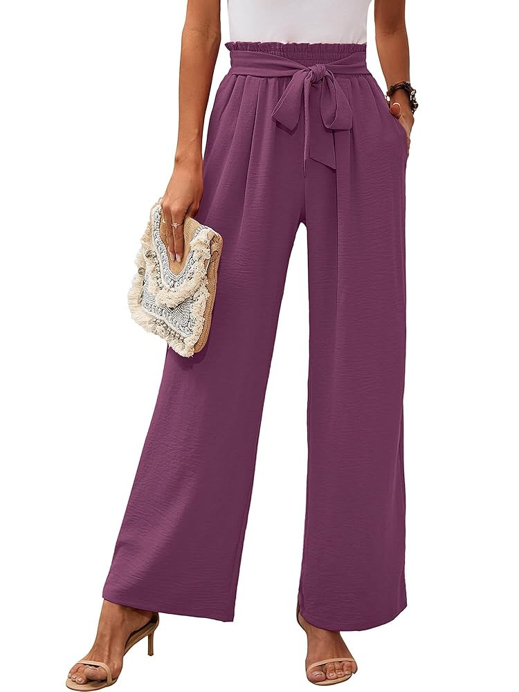 Heymoments Women's Wide Leg Lounge Pants with Pockets Lightweight High Waisted Adjustable Tie Kno... | Amazon (US)