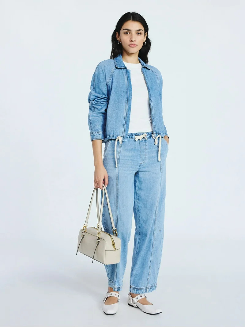 Scoop Women's and Women's Plus Denim Bomber Jacket, Midweight, Sizes XS-4X | Walmart (US)