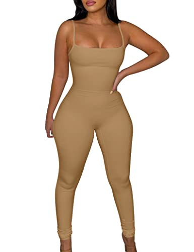 Mizoci Women's Sexy One Piece Bodycon Spaghetti Strap Sleeveless Jumpsuit Romper | Amazon (US)