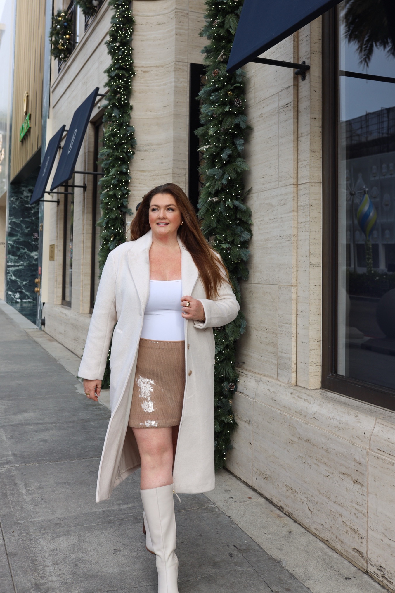 Holiday Outfits from Abercrombie sale! Wearing a size xxl skort has stretch with size XL bodysuit and XL tall jacket. True to size. 

#LTKCyberWeek #LTKPlusSize #LTKHoliday